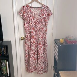 ✨Knox Rose XXL flutter sleeve floral pink and orange dress